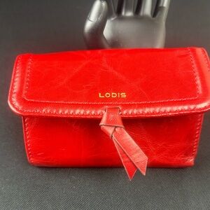 NWT LODIS Trifold Wallet Leather Red color 6''x 4'' RFID